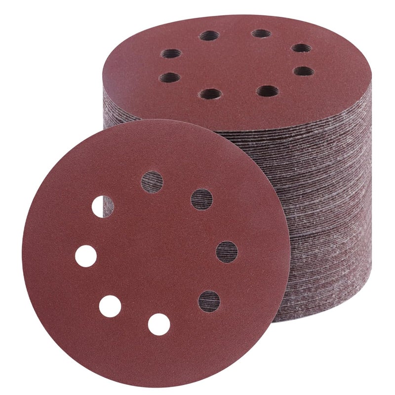 Vesagrin 50 PCS 5 Inch Sanding Discs 180Grit, Round Hook and Loop Sandpaper for Random Orbital Sander - Image 1
